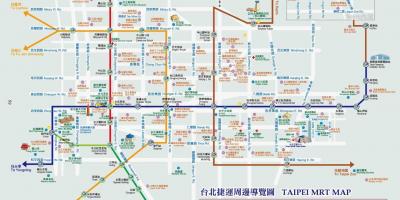 Turistik noktalar ile Taipei mrt harita 