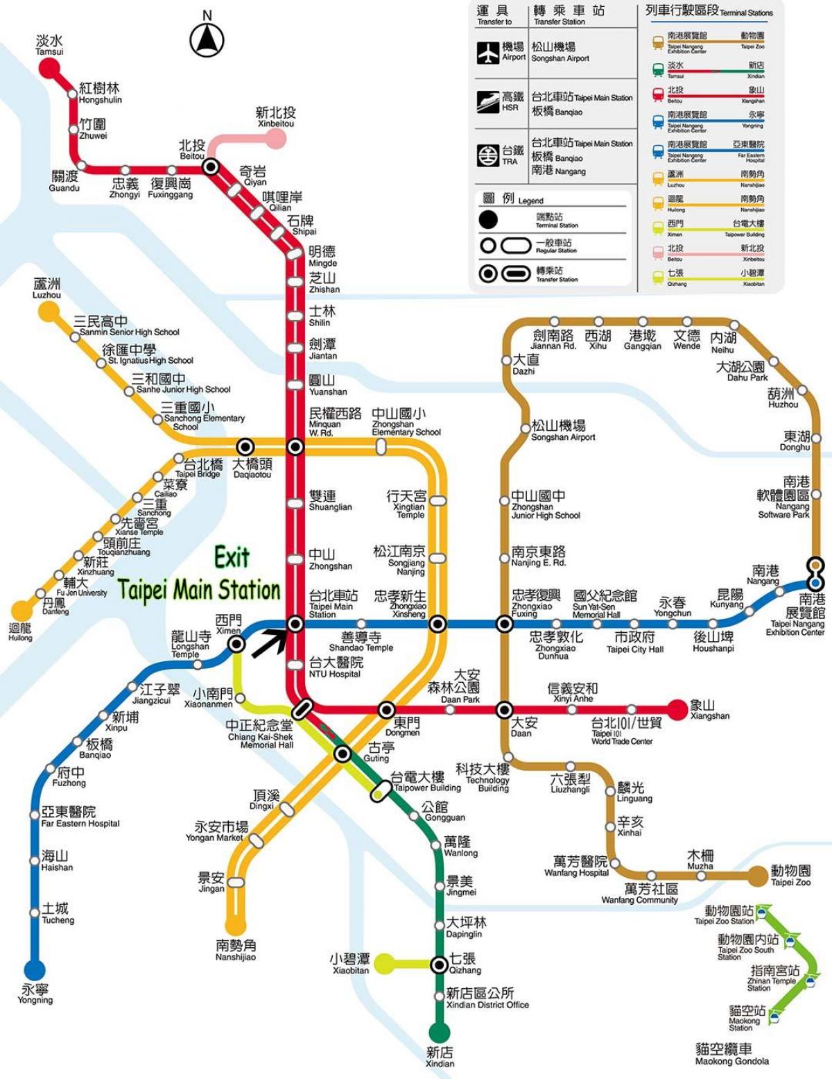 Taipei ana tren istasyonu haritası