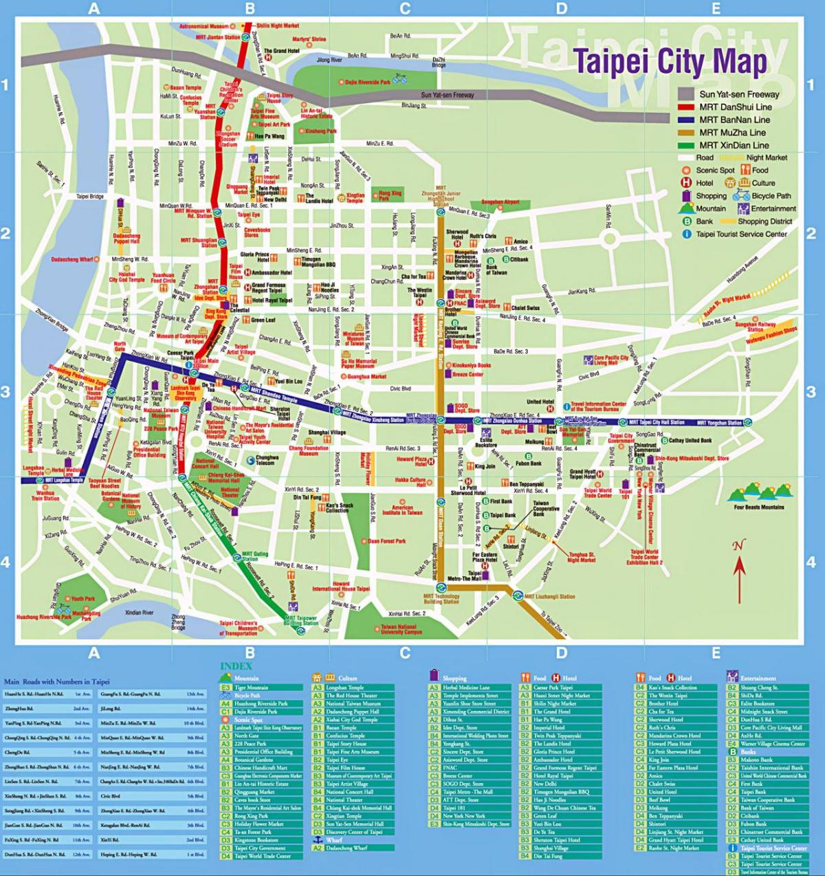 Taipei turistik yerler haritası